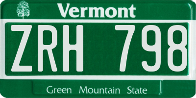 VT license plate ZRH798