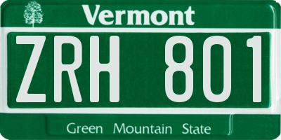 VT license plate ZRH801