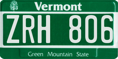 VT license plate ZRH806