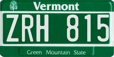 VT license plate ZRH815
