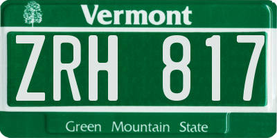 VT license plate ZRH817