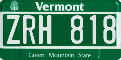 VT license plate ZRH818