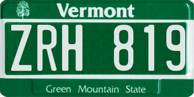 VT license plate ZRH819