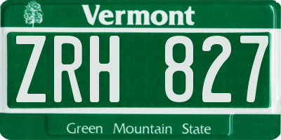 VT license plate ZRH827