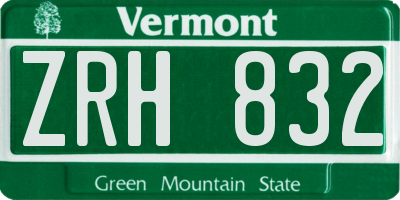 VT license plate ZRH832