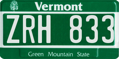 VT license plate ZRH833