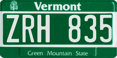 VT license plate ZRH835