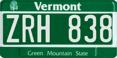 VT license plate ZRH838