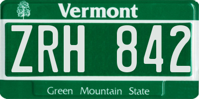 VT license plate ZRH842
