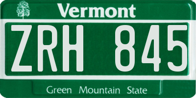 VT license plate ZRH845