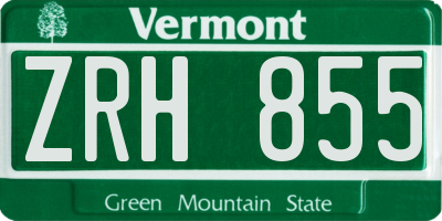 VT license plate ZRH855