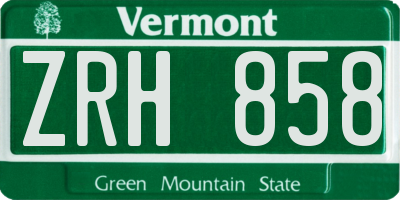 VT license plate ZRH858