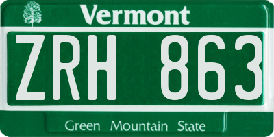 VT license plate ZRH863