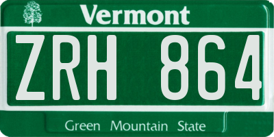 VT license plate ZRH864
