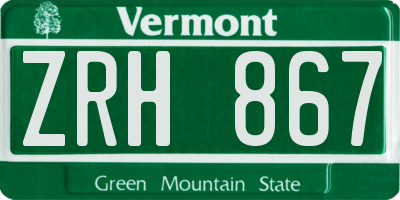 VT license plate ZRH867