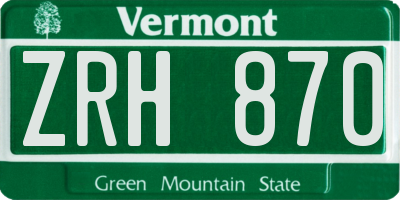 VT license plate ZRH870