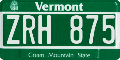 VT license plate ZRH875