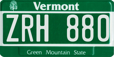 VT license plate ZRH880