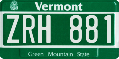 VT license plate ZRH881
