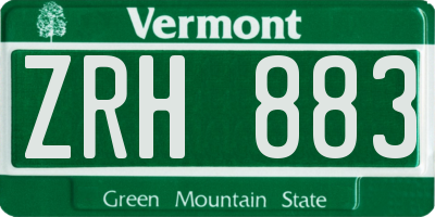 VT license plate ZRH883