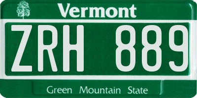 VT license plate ZRH889