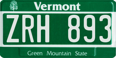 VT license plate ZRH893