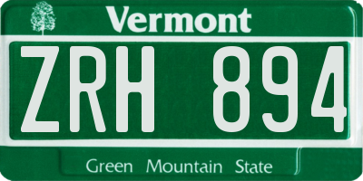 VT license plate ZRH894