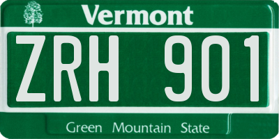 VT license plate ZRH901