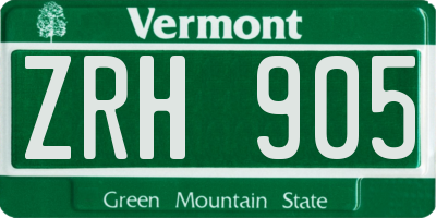 VT license plate ZRH905