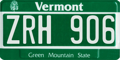 VT license plate ZRH906