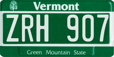 VT license plate ZRH907