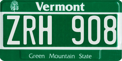 VT license plate ZRH908