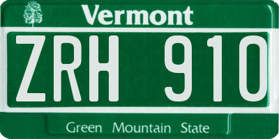 VT license plate ZRH910