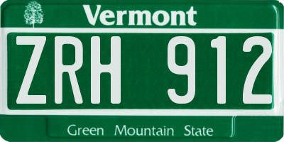 VT license plate ZRH912