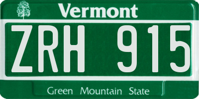 VT license plate ZRH915