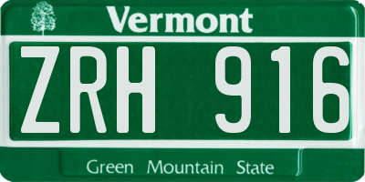 VT license plate ZRH916