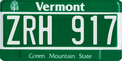 VT license plate ZRH917