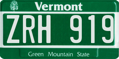 VT license plate ZRH919