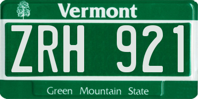 VT license plate ZRH921
