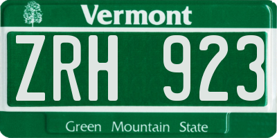VT license plate ZRH923