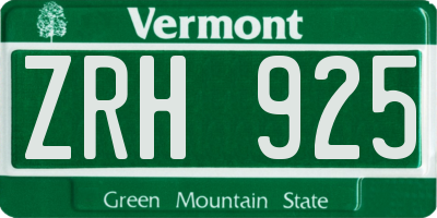 VT license plate ZRH925