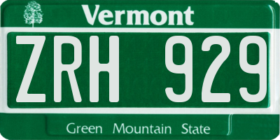 VT license plate ZRH929