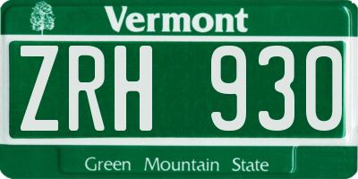 VT license plate ZRH930
