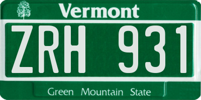 VT license plate ZRH931