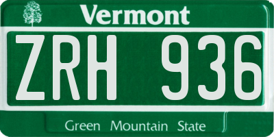 VT license plate ZRH936