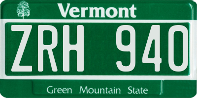 VT license plate ZRH940