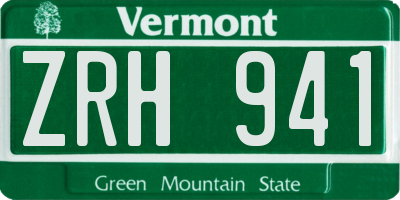VT license plate ZRH941