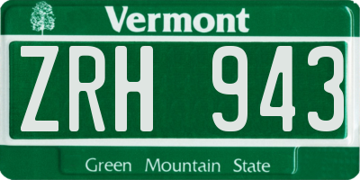VT license plate ZRH943