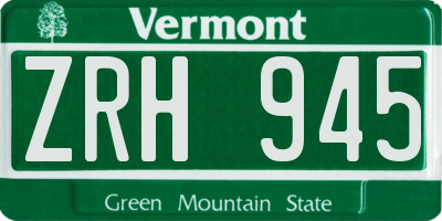 VT license plate ZRH945