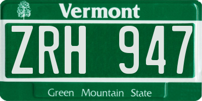 VT license plate ZRH947